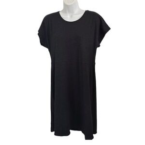 Columbia Short Sleeve Cotton Knit Tshirt Midi Dress Black Size Medium